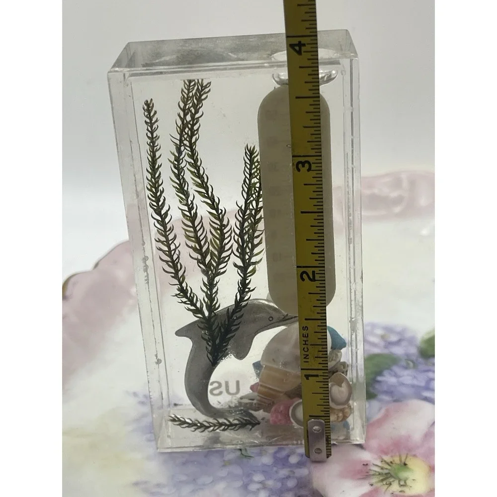 Vintage Souvenir Thermometer Guam Fish Shells‎ Acrylic Paperweight